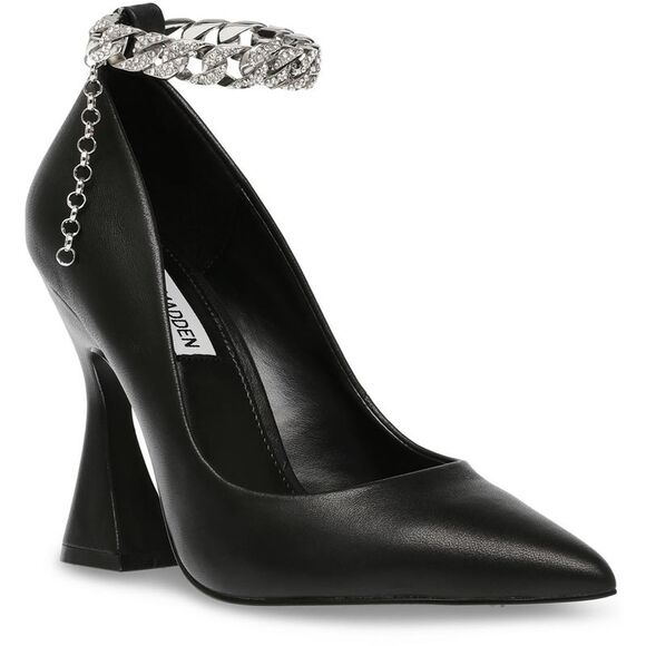 Steve Madden Shoes - Steve Madden Womens Zippy Black Leather Pointed Toe Dressy Pumps Shoes